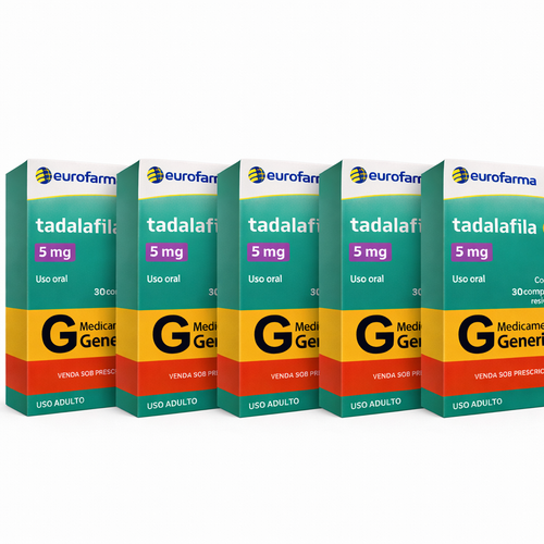 Kit econômico com 5 caixas de tadalafila 5mg VirilMen, totalizando 150 comprimidos